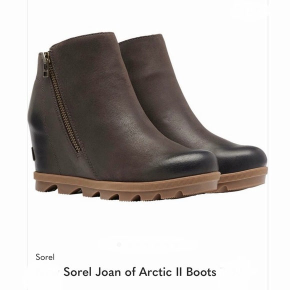 Sorel Joan of Arctic Wedge Il Zip Brown Leather Boots size 8.5